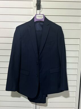 Kids Navy Two-Piece Suit Jacket and Pants Set